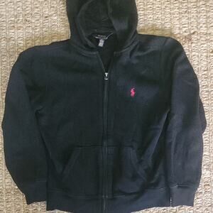 Polo by Ralph Lauren Kids Black Hoodie Preppy Classic Zip Front Hoodie